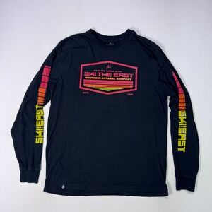 Ski The East Mountain Apparel Long Sleeve Shirt Mens XL Black Graphic Tee Retro